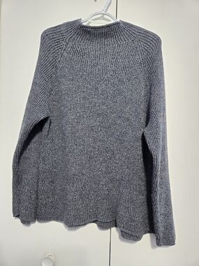 111 State XL Gray Marled 100% Wool Mock Neck Chunky Knit Sweater